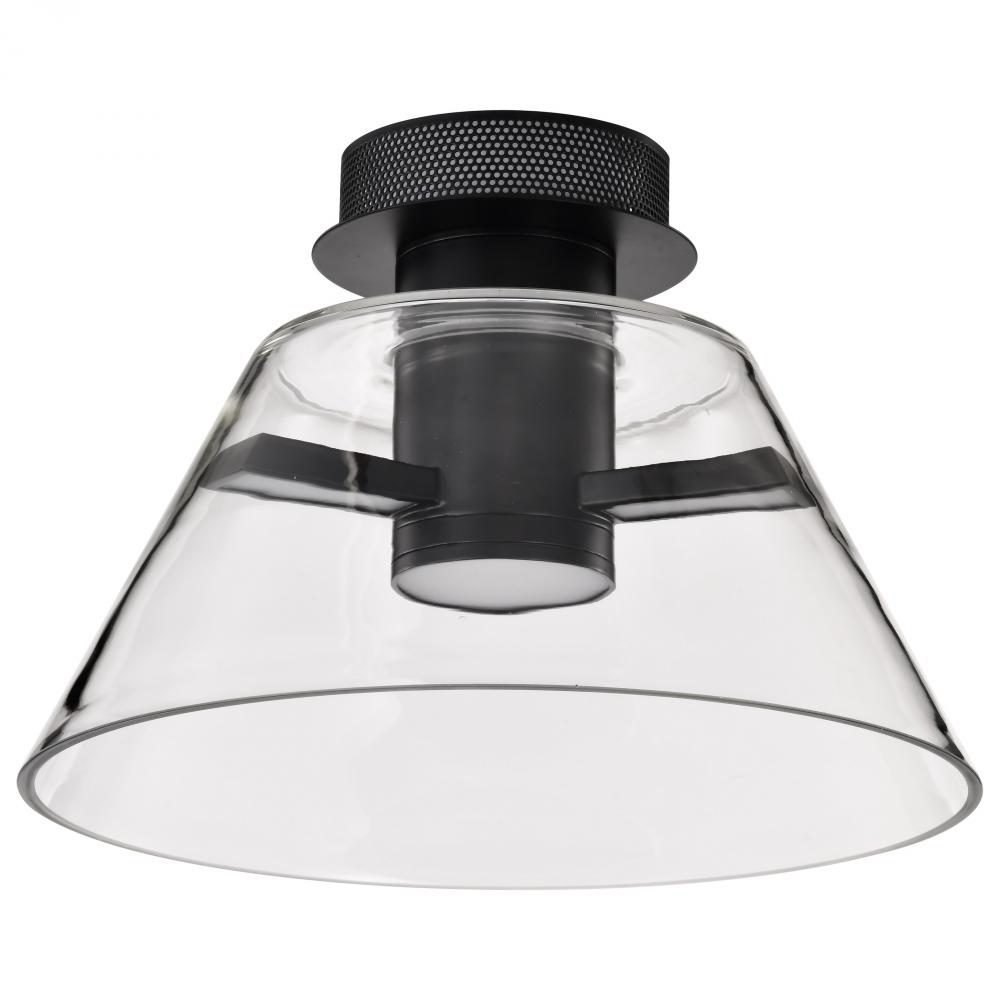 Edmond; 14 Inch LED Semi Flush; Matte Black with Clear Glass