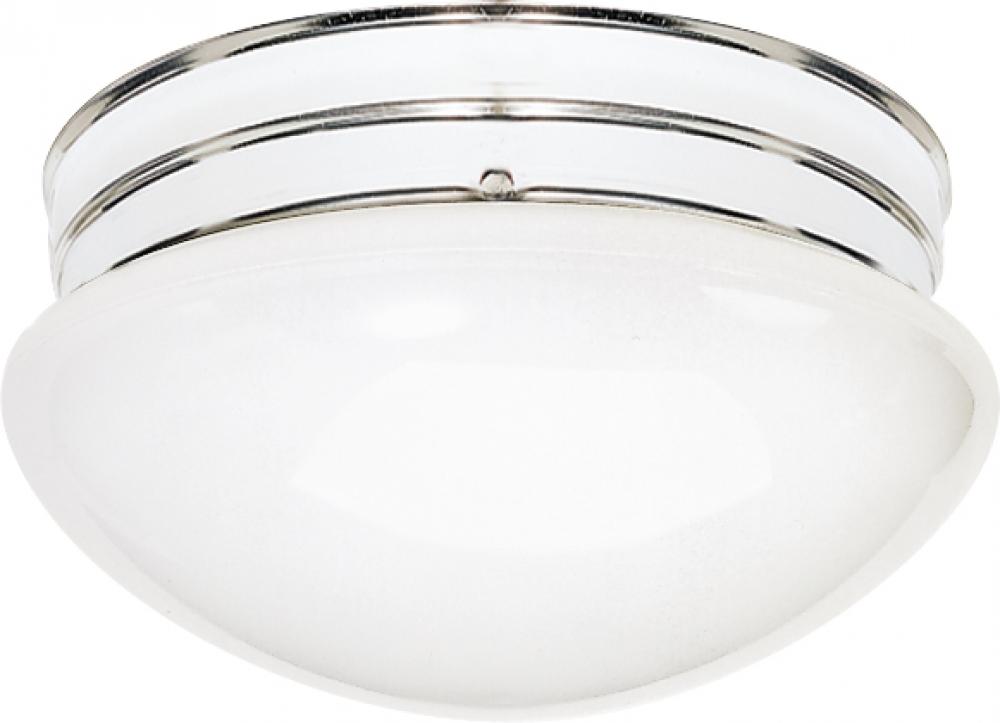 2 Light - 10" Flush with White Glass - Polished Chrome