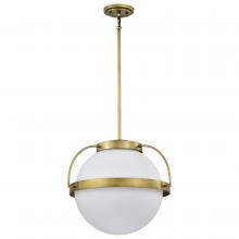 Nuvo 60/7785 - Lakeshore 1 Light Large Pendant; Natural Brass Finish; White Opal Glass