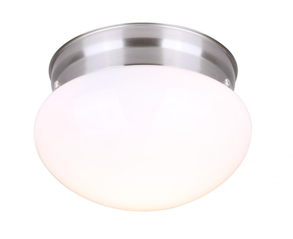 IFM137BN, 1 Lt Flush Mount, Opal Glass, 60W Type A19, 7 .25 IN W x 4 5/8 IN H