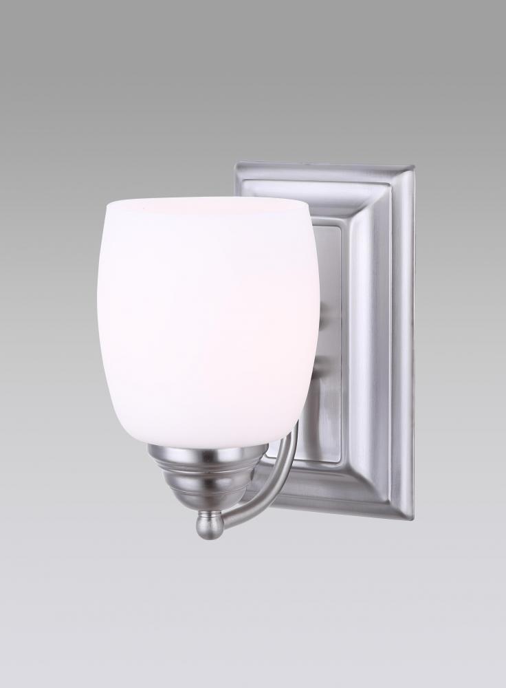 Griffin, IVL259A01 BPT -G-, 1 Light Vanity, Flat Opal Glass, 100 W Type A, 4 5/8 IN W x 8 IN H x 7 .