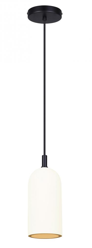 JACK 60-Watt 1 Light Black Contemporary Pendant with White Cement Shade