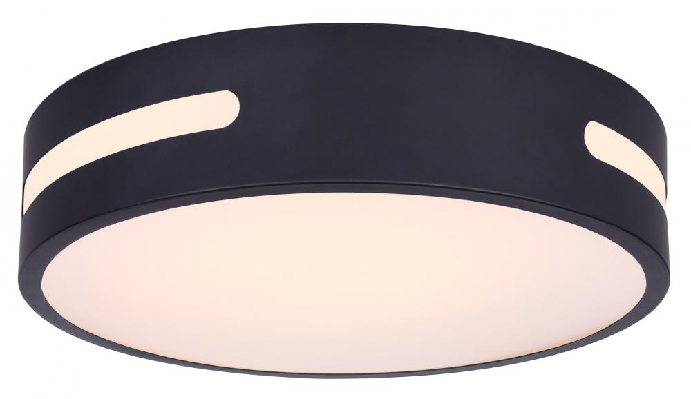 NIVEN 13 in. 1 Light Integrated LED Black Modern Flush Mount with Frosted Acrylic Shade