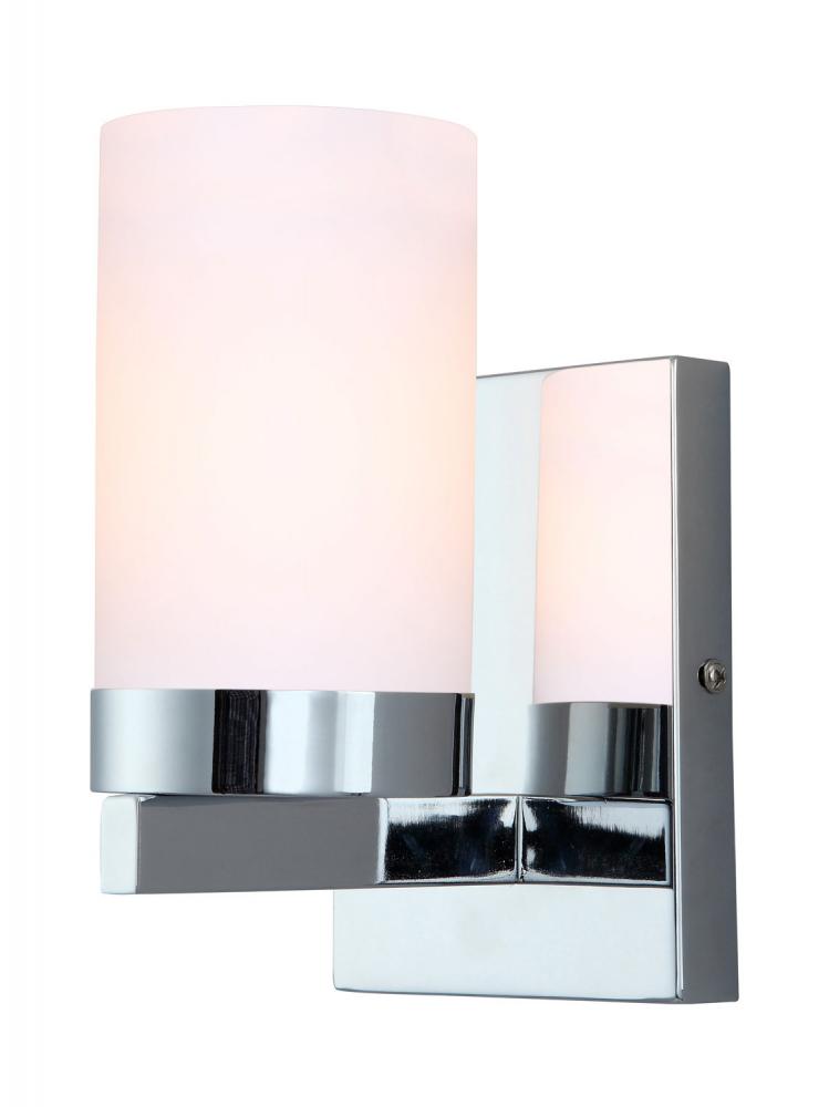 Milo, 1 Lt Vanity, Flat Opal Glass, 100W Type A, 4 3/4" W x 8 1/4" H x 5 3/4" D