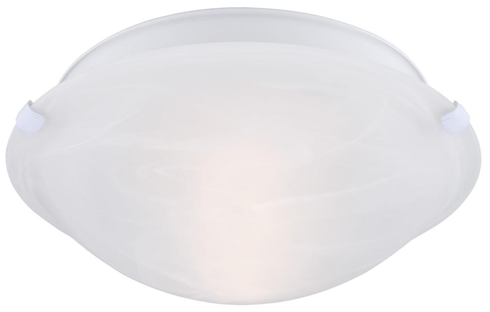 Fmount, 12" 2 Bulb Clip Flushmount, Alabaster Glass, 60W Type A