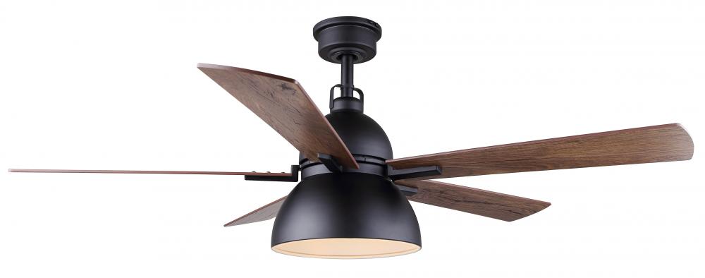 Lyric 52 in. Indoor Standard Matte Black Ceiling Fan with Vintage LED Bulbs Includedwith Remote Incl