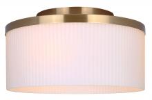 Canarm IFM1165A14GD - KINSLEA, 3 Lt Flush Mount, Flat Opal Ribbed Glass, 60W Type A, 14" W x 7" H