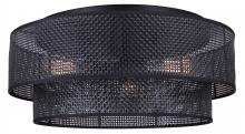 Canarm IFM1149A19BK - BELLAMY, 3 Lt Flush Mount, Black Rattan Shade, 60W Type A, 19" W x 8.25" H, Easy Connect Inc