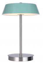 Canarm LTL263A14GRN - Jessa 14 in. Integrated LED Brushed Nickel Table Lamp with Teal Metal Shade, On/Off Touch, and USB C