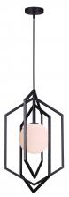 Canarm IPL748B01BK - Valen 60-Watt 1 Light Matte Black Modern Pendant with White Glass Shade