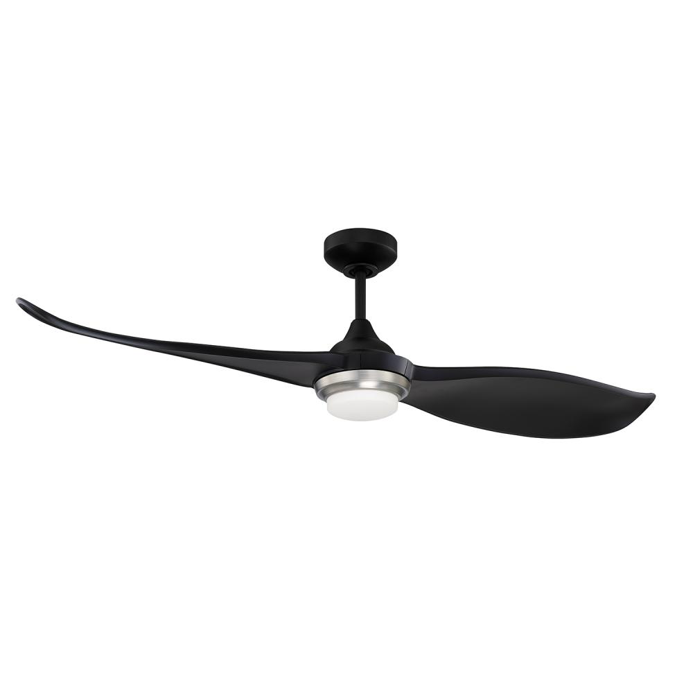 DEUCE 52 in. LED Black & Satin Nickel DC motor Ceiling Fan