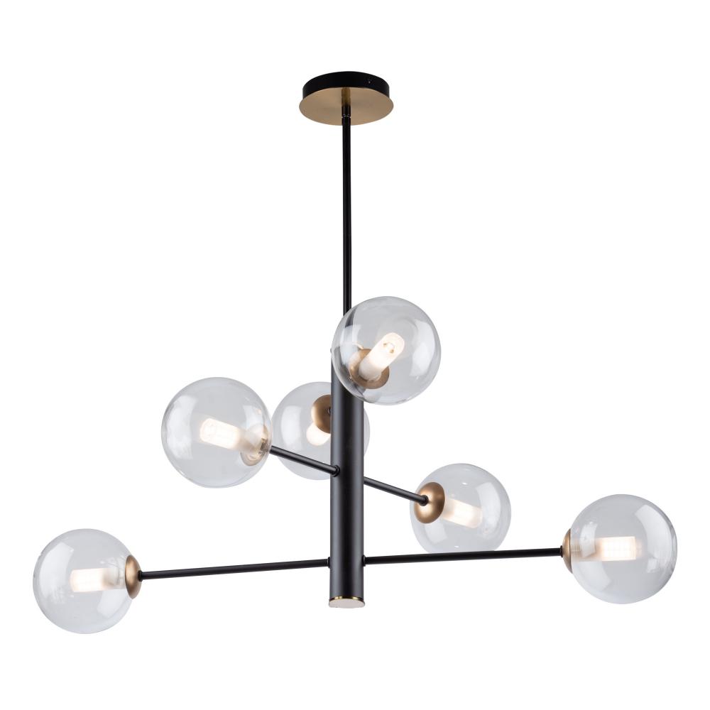 Aurelia Collection 6-Light Chandelier, Matte Black & Brass