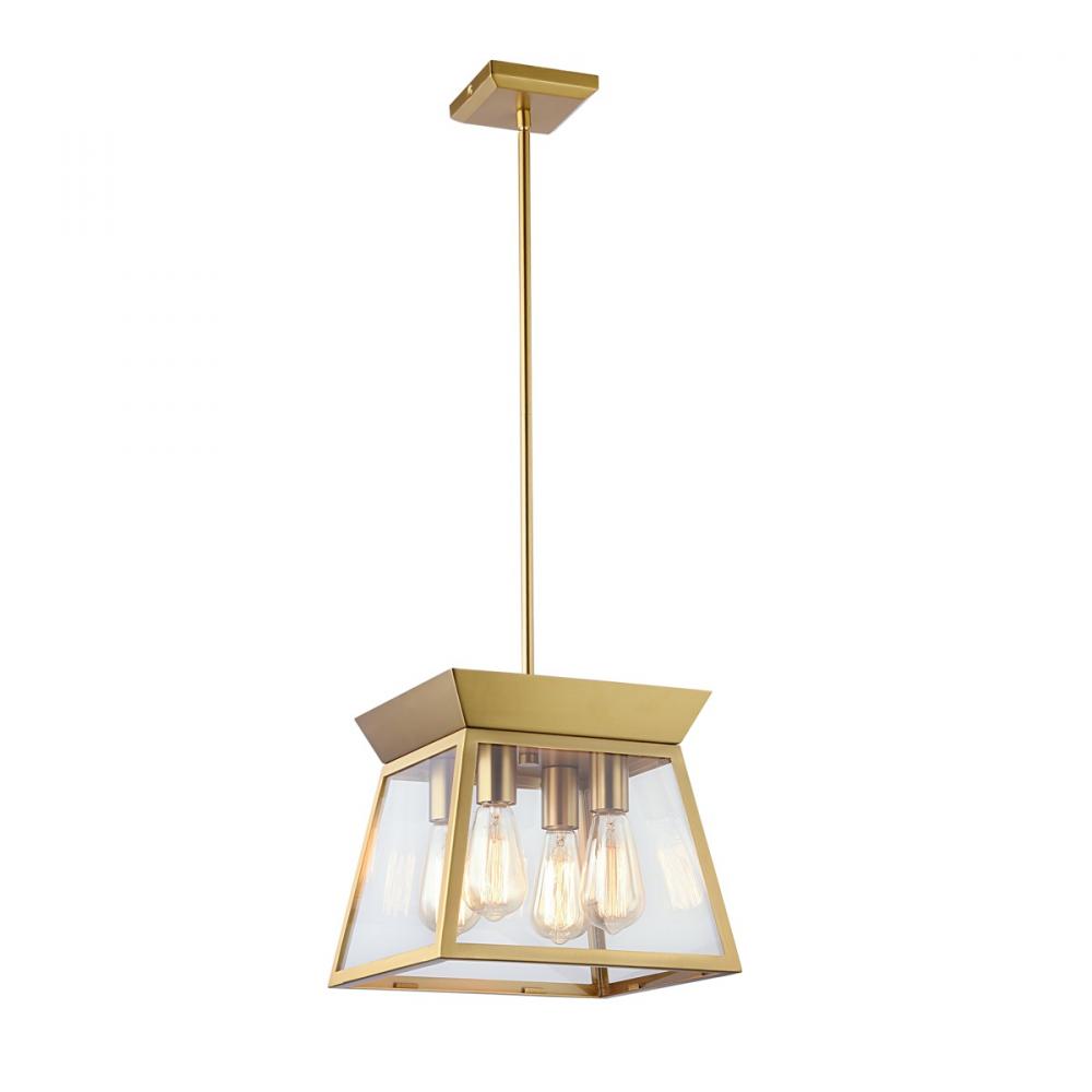 Lucian 4 Light Chandelier 12" Diameter Brushed Brass