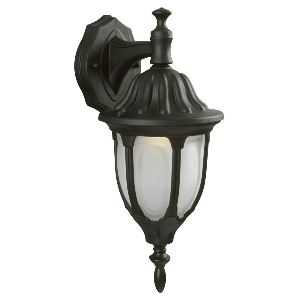 Outdoor Cast Alum. Lantern - Black w/ Frosted Glass