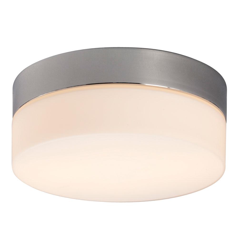 LED Flush Mount Ceiling Light - in Polished Chrome finish with Satin White Glass