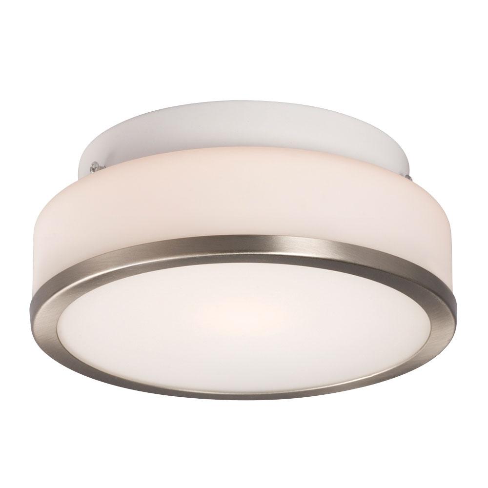 LED Flush Mount Ceiling Light - in Brushed Nickel finish with White Glass