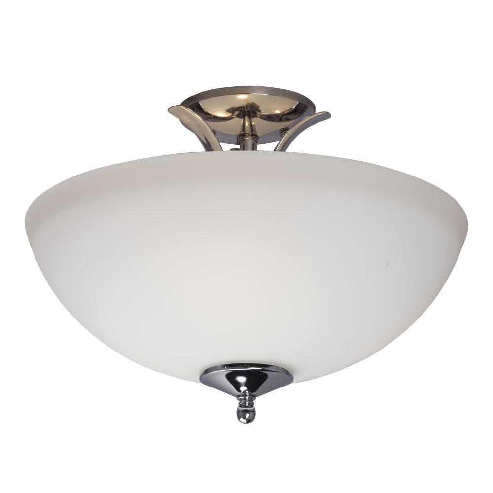 16" Chrome Semi-Flush Ceiling Fixture with White Glass