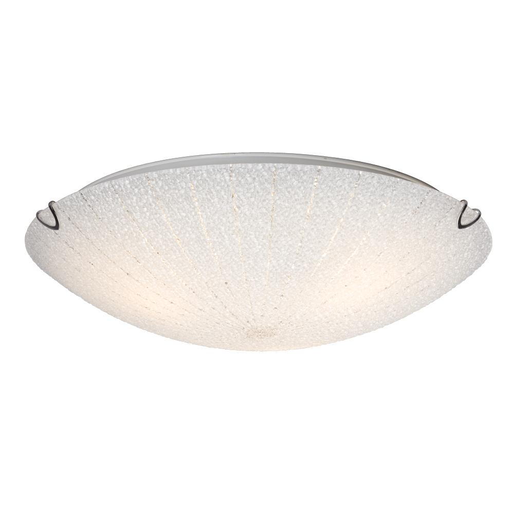 LED Flush Mount Ceiling Light - in Polished Chrome finish with Patterned White Sugar Glass