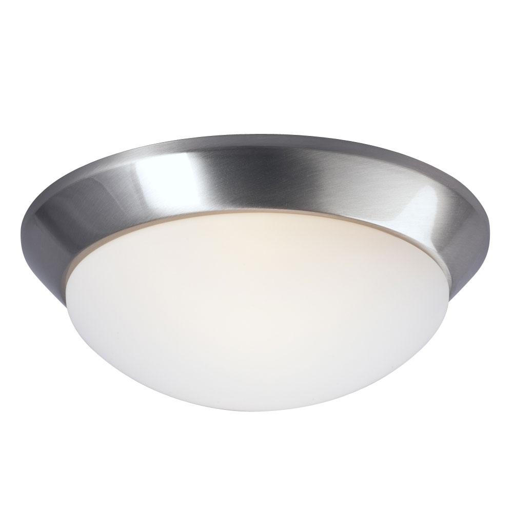 LED Flush Mount Ceiling Light - in Brushed Nickel finish with White Glass