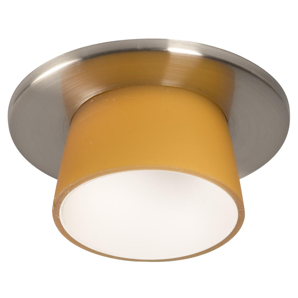 3" Low / Line Voltage Decorative Trim - Brushed Nickel / Amber Frosted Glass