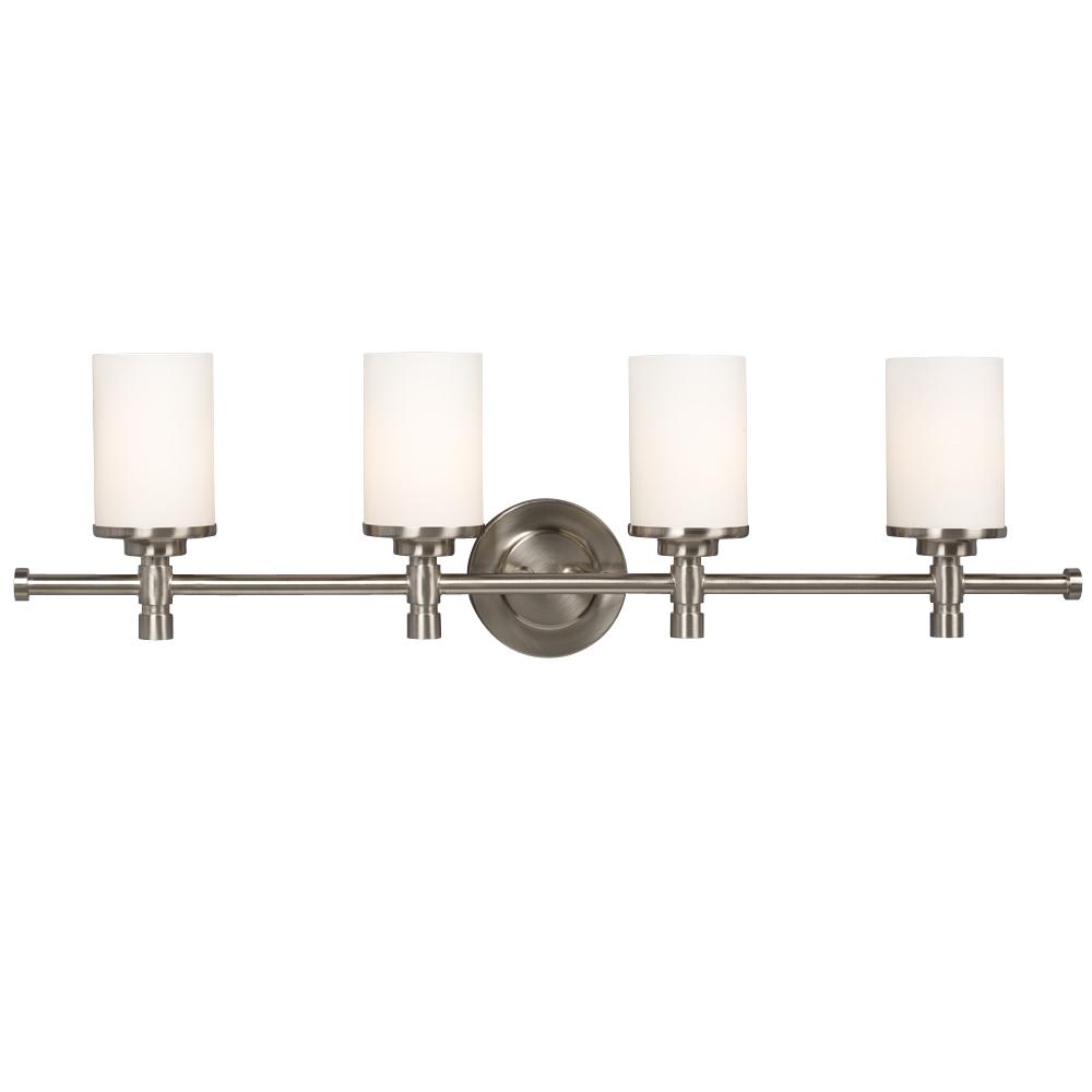 Four Light Vanity - Brushed Nickel w/ Satin White Glass