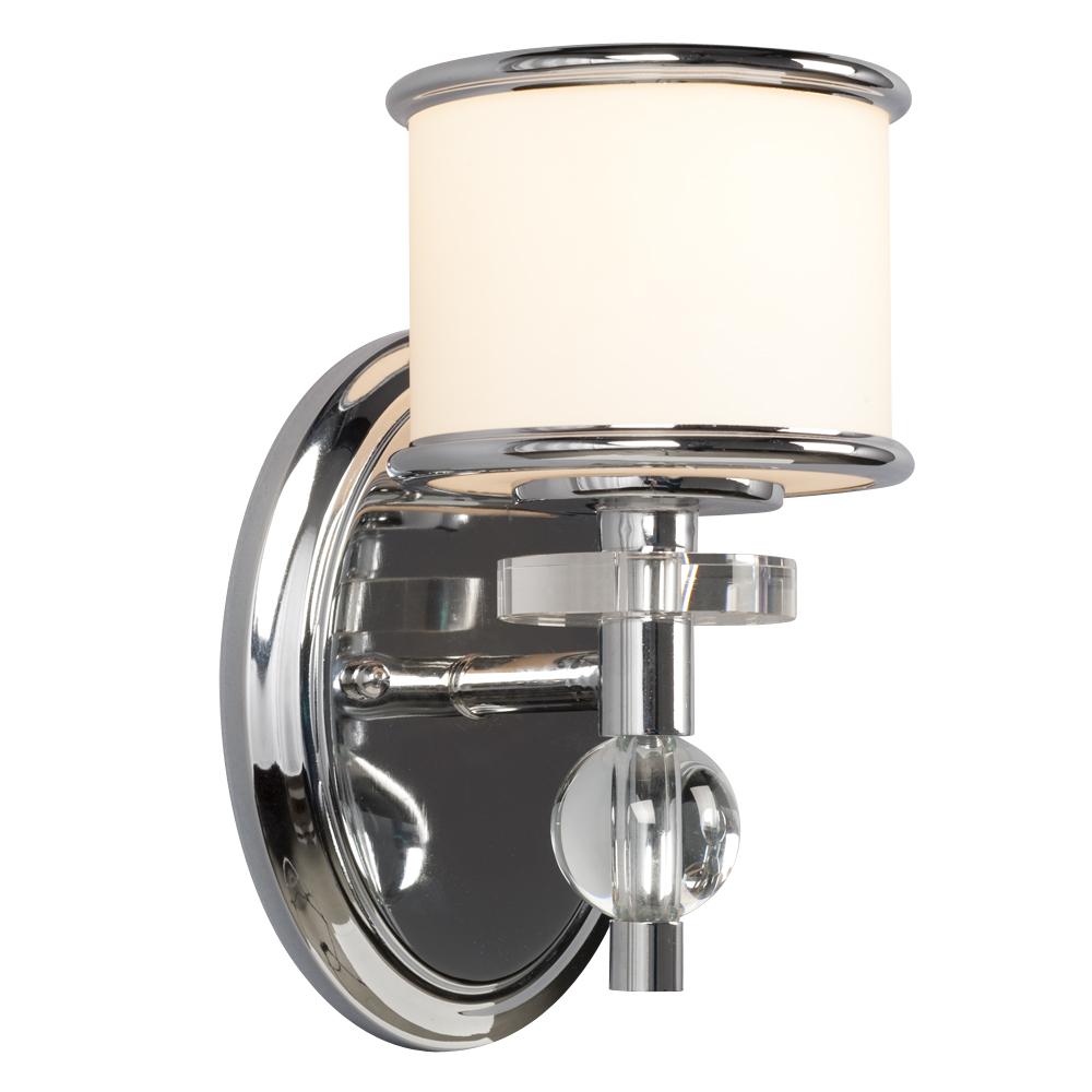 1-Light Vanity Light  - Polished Chrome with White Glass