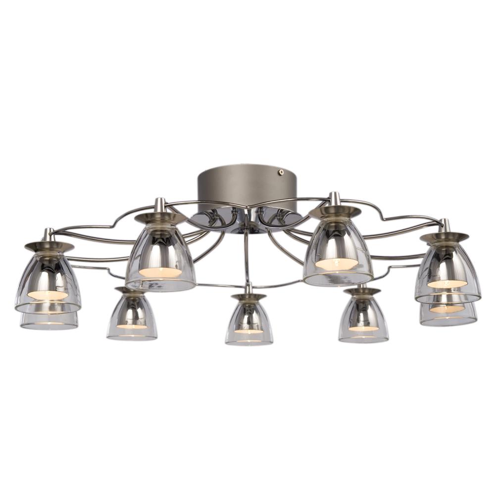 Nine Light Flush Mount - Chrome w/ Clear Glass