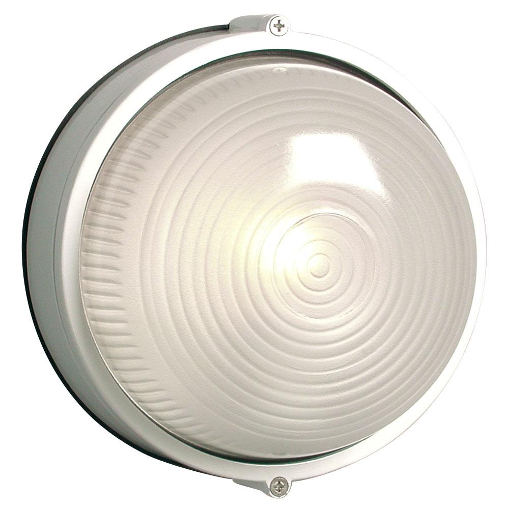 Outdoor Cast Aluminum Marine Light - in White finish with Frosted Glass (Wall or Ceiling Mount)