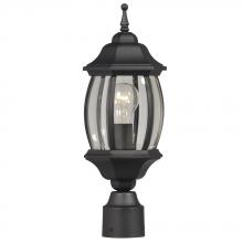 Galaxy Lighting 301093 BLK - Outdoor Cast Aluminum Post Lantern - Black w/ Clear Beveled Glass