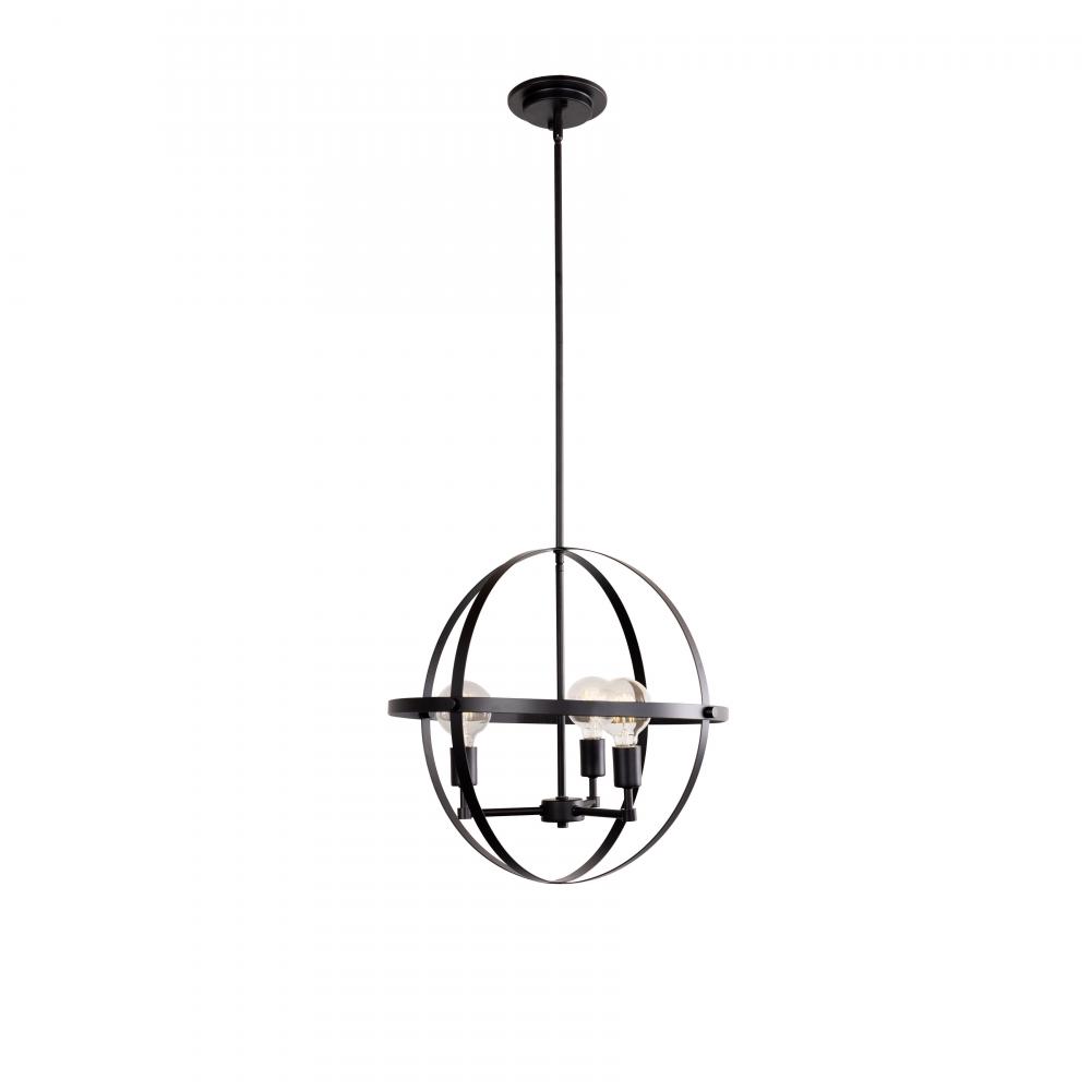 Cortland - 3 Light Orb Pendant in Black