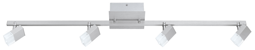 4 LT LED Fixed Track Light w/ Brushed Aluminum Finish & Satin & Clear Acrylic Shades