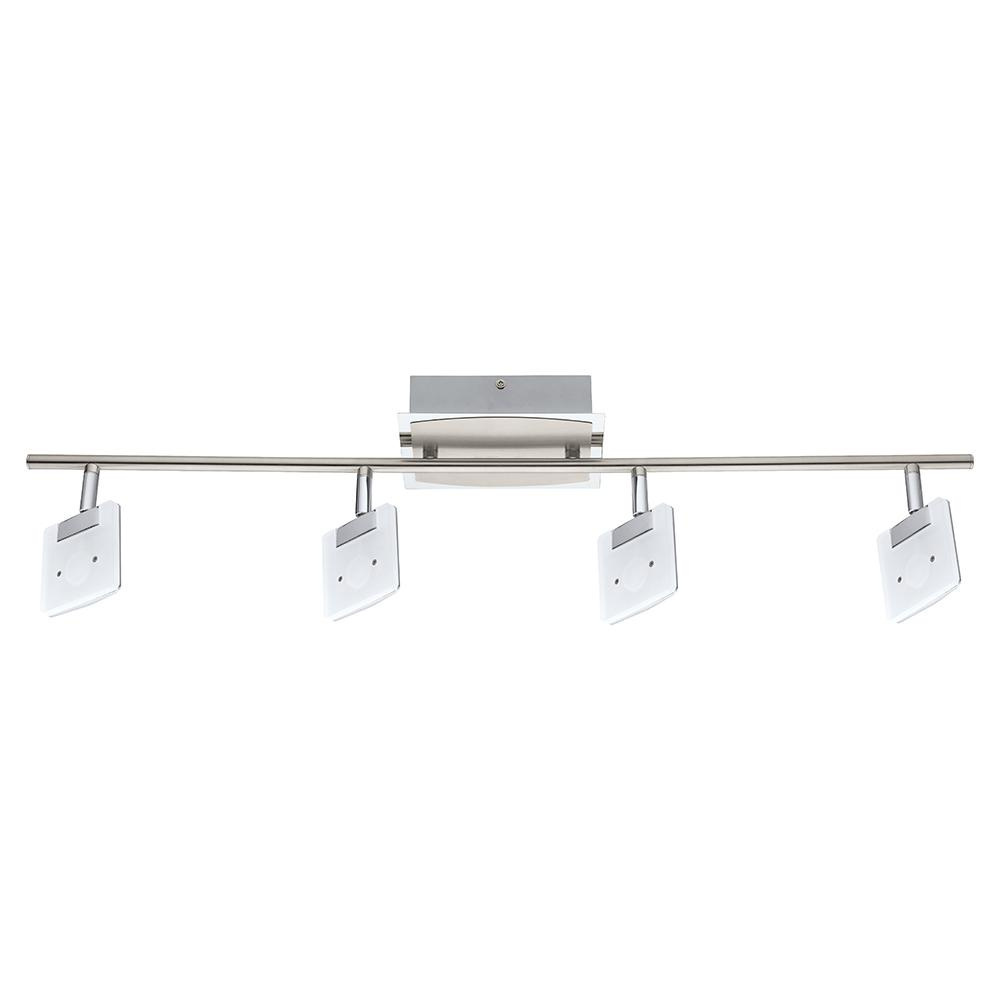 4 LT Integrated LED Fixed Track light w/ Chrome Finish & Satin Acrylic Adjustable Shades
