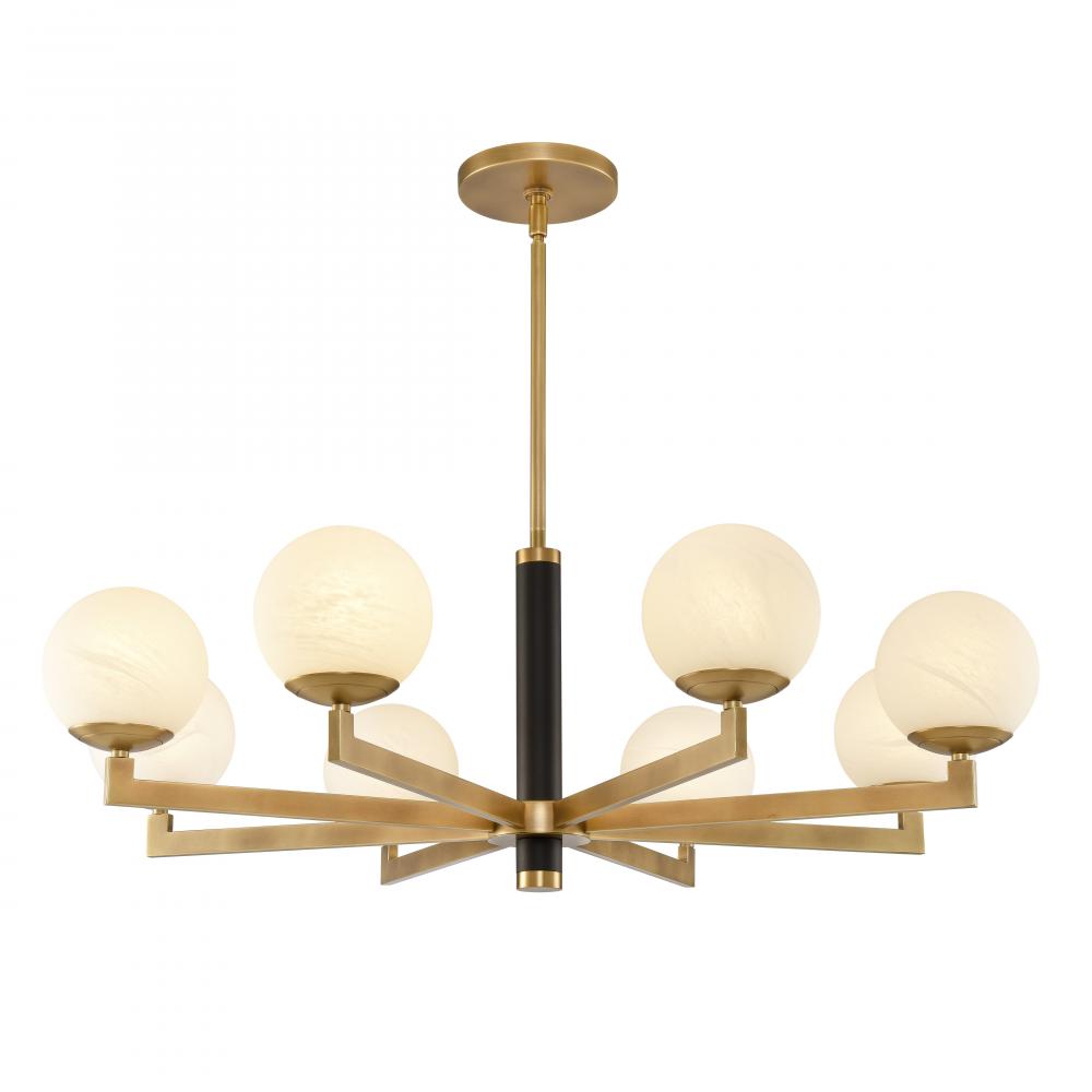 Gillian 39'' Wide 8-Light Chandelier - Natural Brass with Matte Black