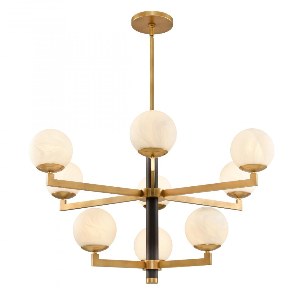 Gillian 38'' Wide 9-Light Chandelier - Natural Brass with Matte Black