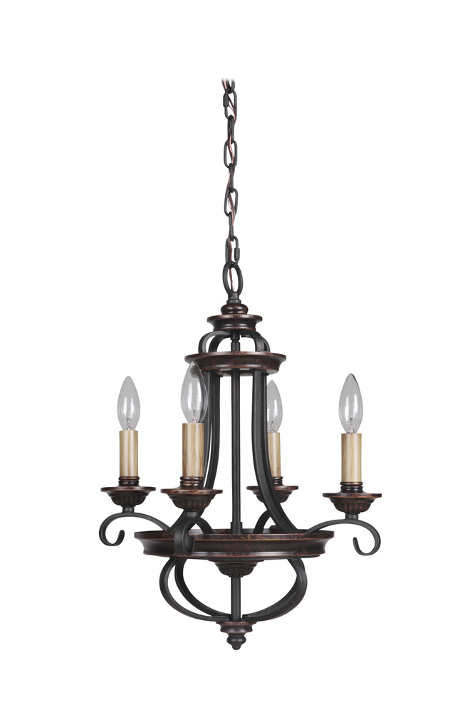 Stafford 4 Light Chandelier in Aged Bronze/Textured Black