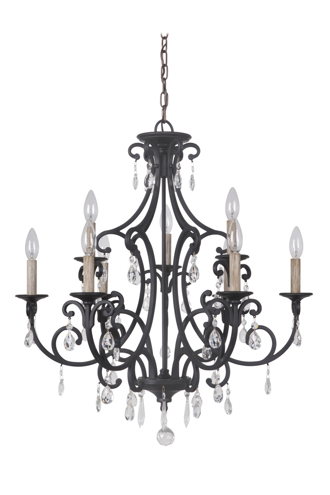 Bentley 9 Light Chandelier in Matte Black