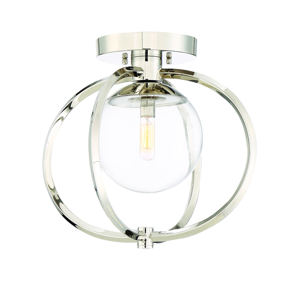 Piltz 1 Light Semi Flush in Polished Nickel