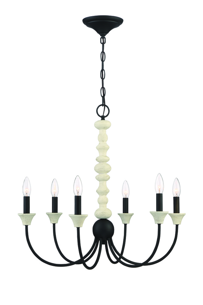 Meadow Place 6 Light Chandelier in Cottage White/Espresso