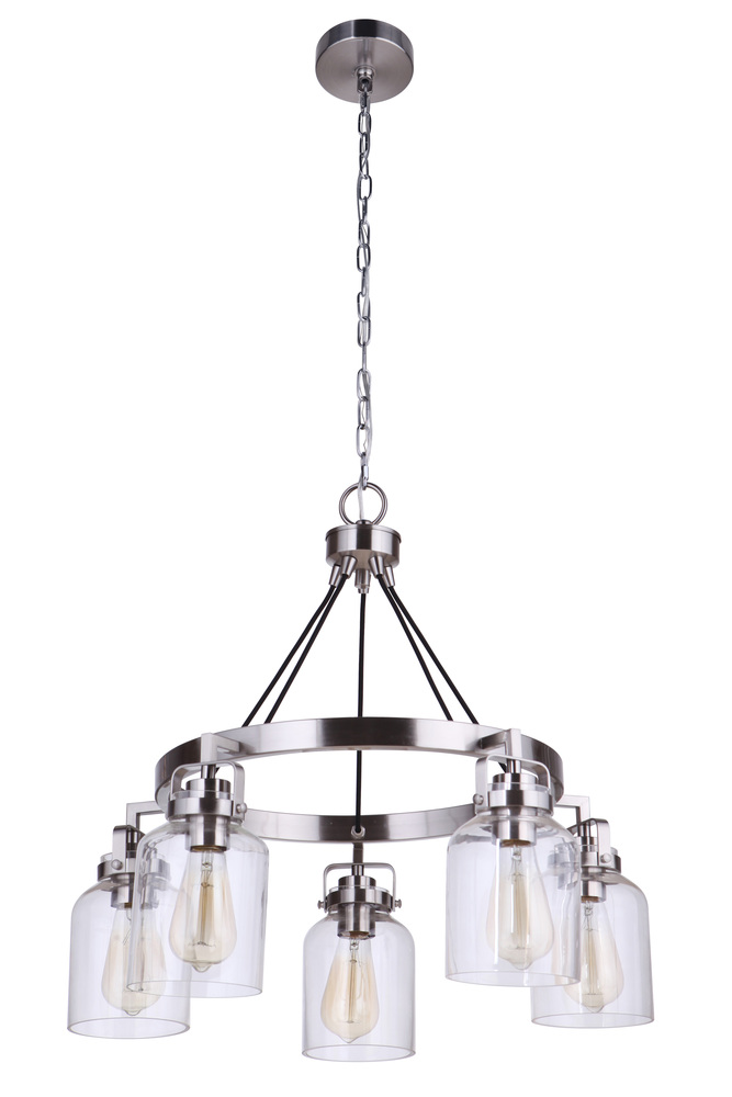 Foxwood 5 Light Chandelier in Brushed Polished Nickel