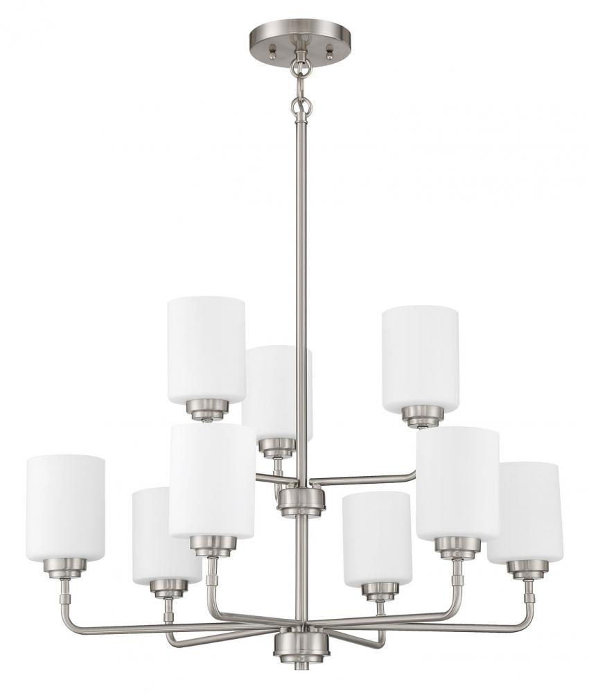 Stowe 9 Light Chandelier in Brushed Polished Nickel