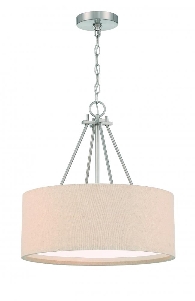 Duke 3 Light 18" Pendant in Brushed Polished Nickel