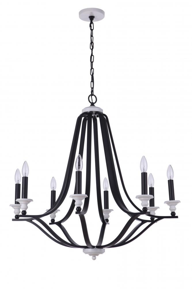 Esme 8 Light Chandelier in Flat Black/Matte White