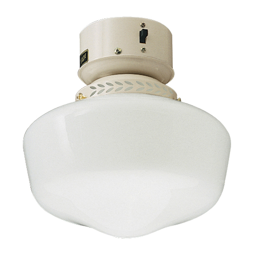 Schoolhouse White Glass w/1x9w LED