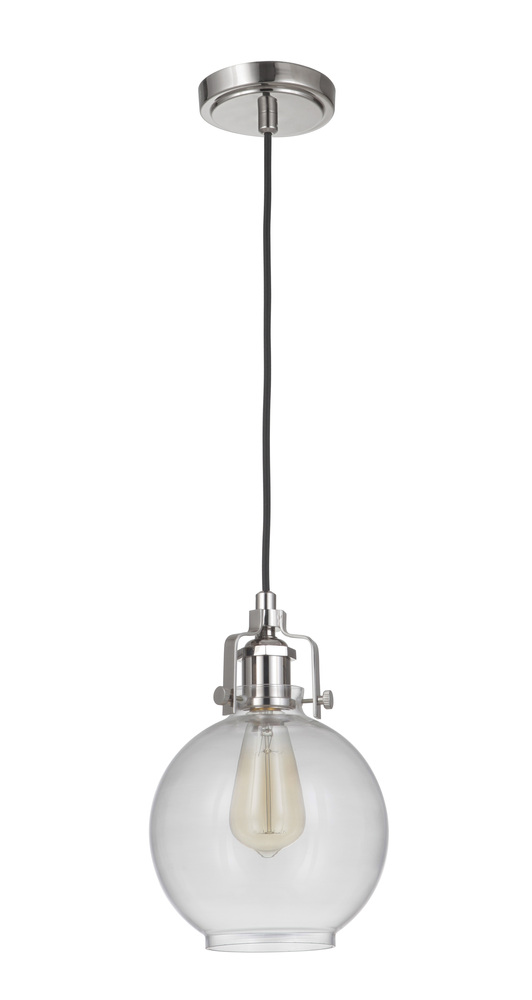 State House 1 Light Clear Globe Mini Pendant in Polished Nickel