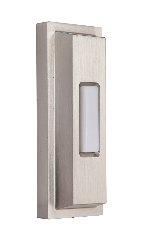 Surface Mount LED Lighted Push Button, Beveled Rectangle in Brushed Polished Nickel