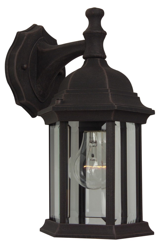 Hex Style Cast 1 Light Medium Outdoor Wall Lantern in Rust