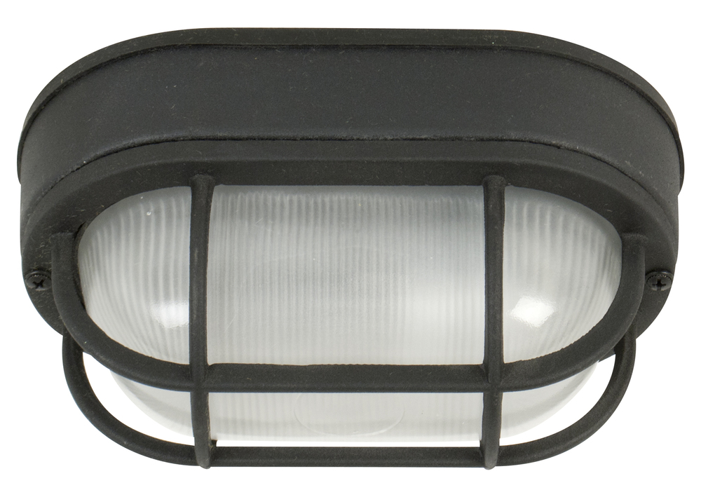 Oval Bulkhead 1 Light Small Flush/Wall Mount in Textured Black