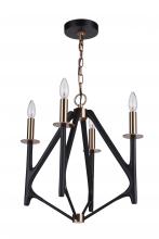 Craftmade 55534-FBSB - The Reserve 4 Light Chandelier in Flat Black/Satin Brass