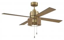 Craftmade KNS52SB4 - Kensey 52" 4-Blade Ceiling Fan in Satin Brass w/ Flat Black/Natural Oak Blades