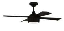Craftmade THO42FB4 - Theo 42" 4-Blade Indoor/Outdoor (Damp) Ceiling Fan, Flat Black Finish, Flat Black Blades